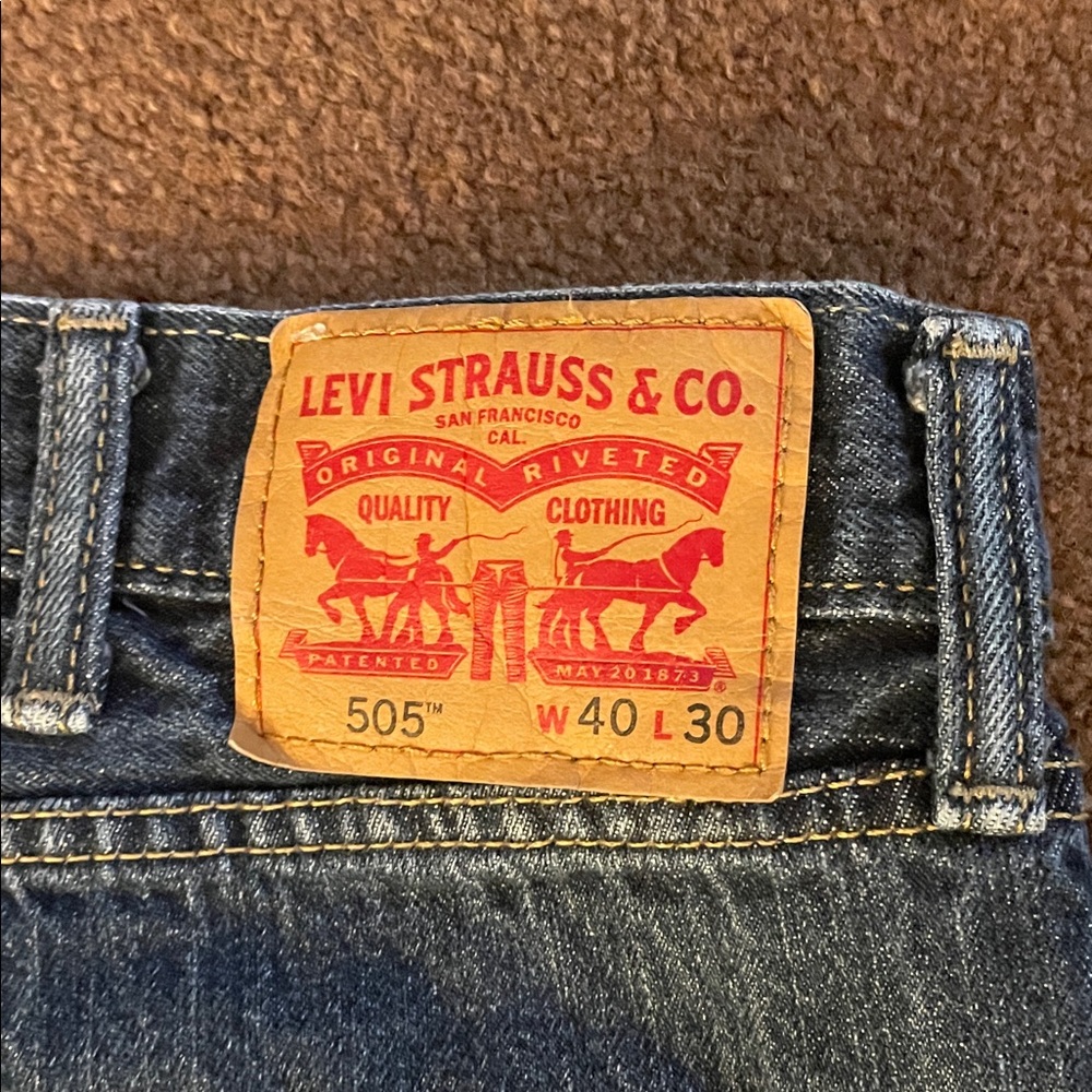 Men's Levi Blue Denim Straight Jeans - Picture 4 of 4